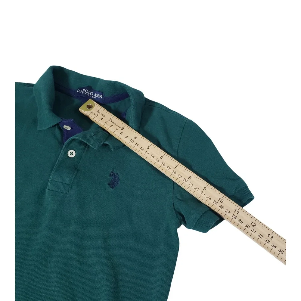 US Polo Assn Boys Green Short Sleeve Pique Polo Shirt Size M 8